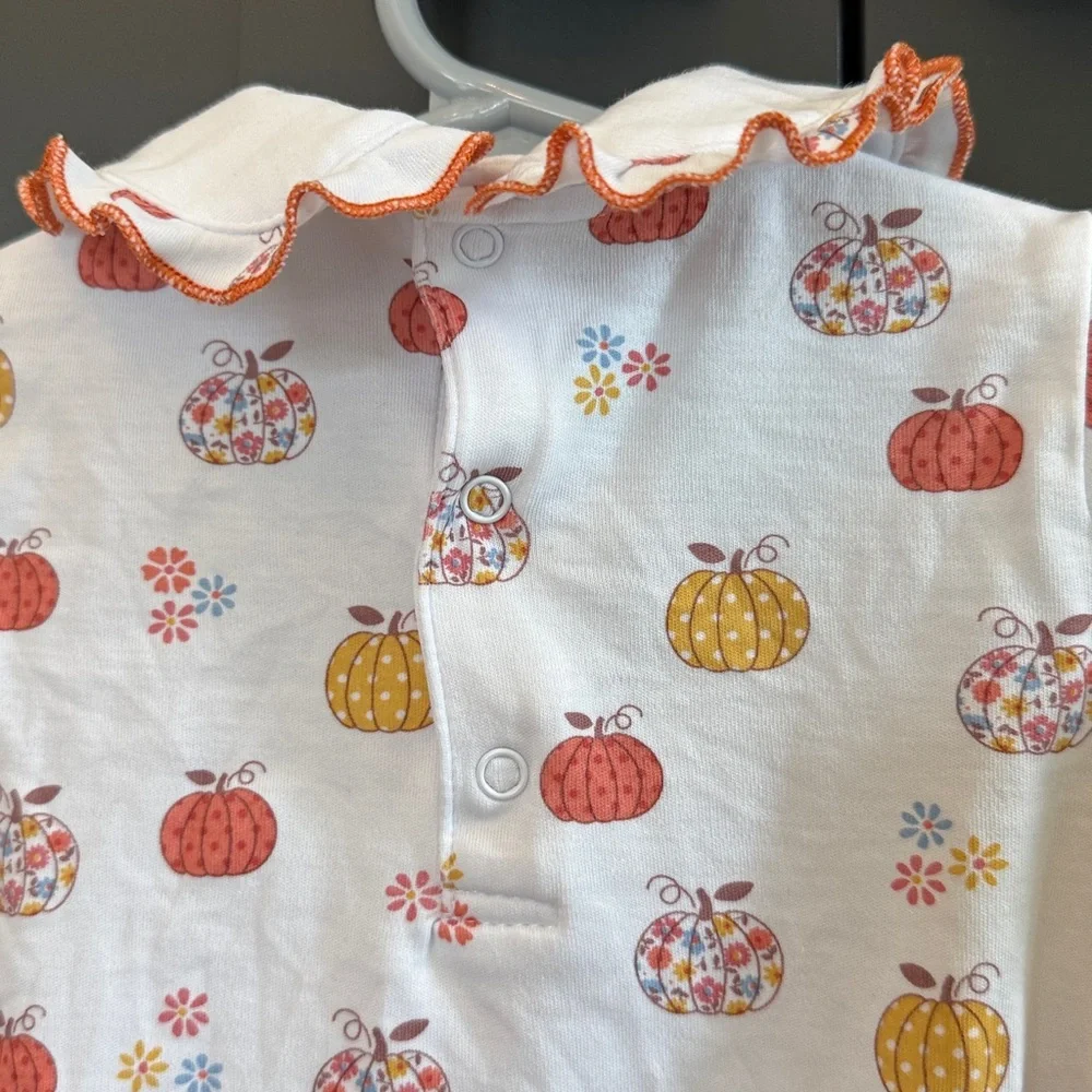 Kissy Kissy Ruffle Neck Pumpkin Jumpsuit Longsleeve One Piece